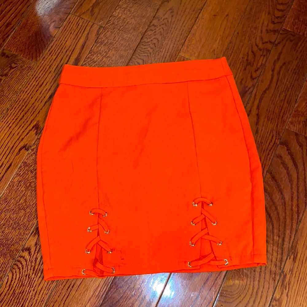 Orange Short Tie skirt